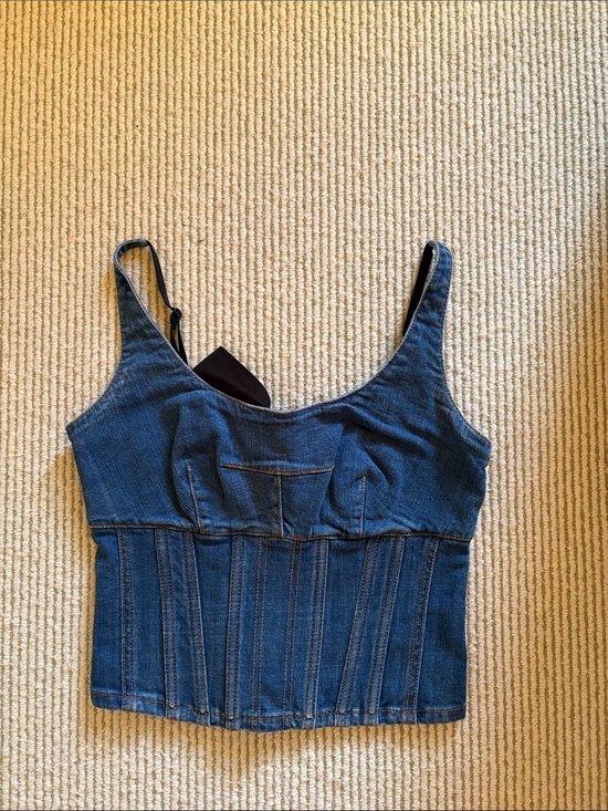 Anthropologie Tops - Anthropologie Denim Corset Tank Top